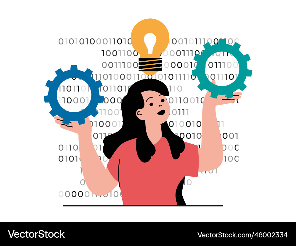 Programmiersoftwarekonzept mit Charakter Programmiersoftwarekonzept mit Charakter vektorbild