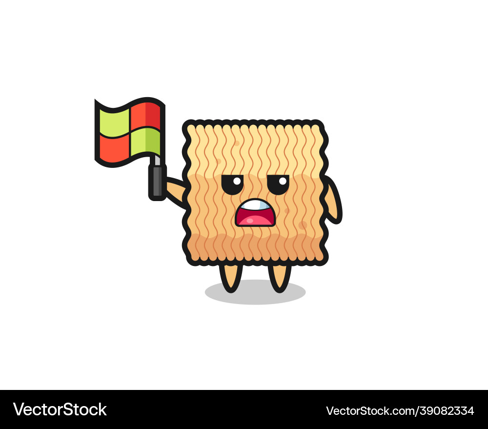 Raw instant noodle character as line judge Raw instant noodle character as line judge vector image