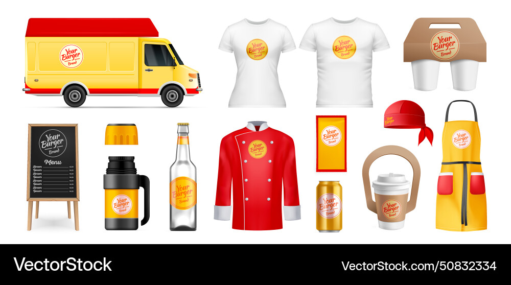 Realistic fast food mockup set Realistic fast food mockup set vector image