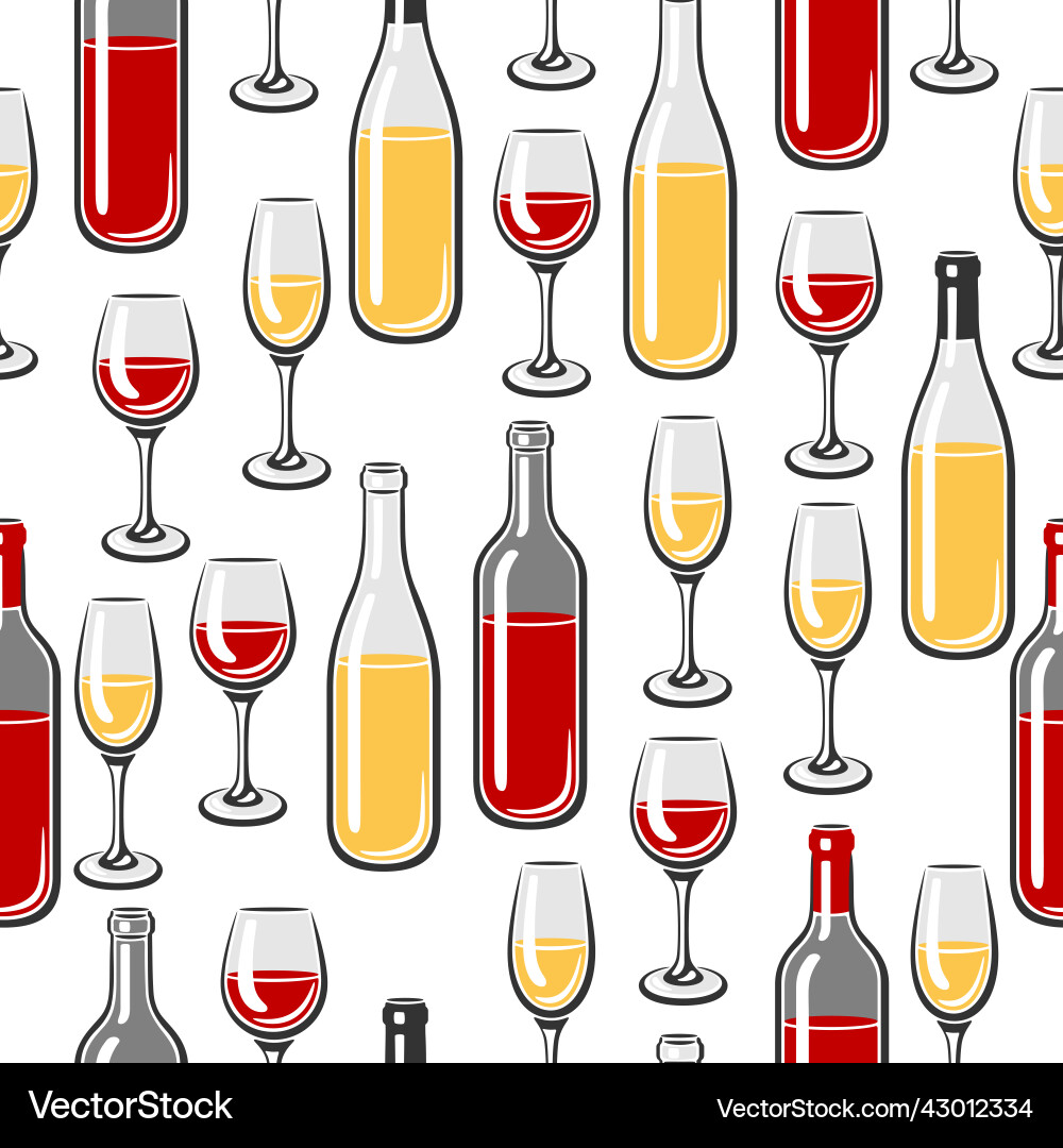 Seamless pattern with bottles and glasses of wine Seamless pattern with bottles and glasses of wine vector image