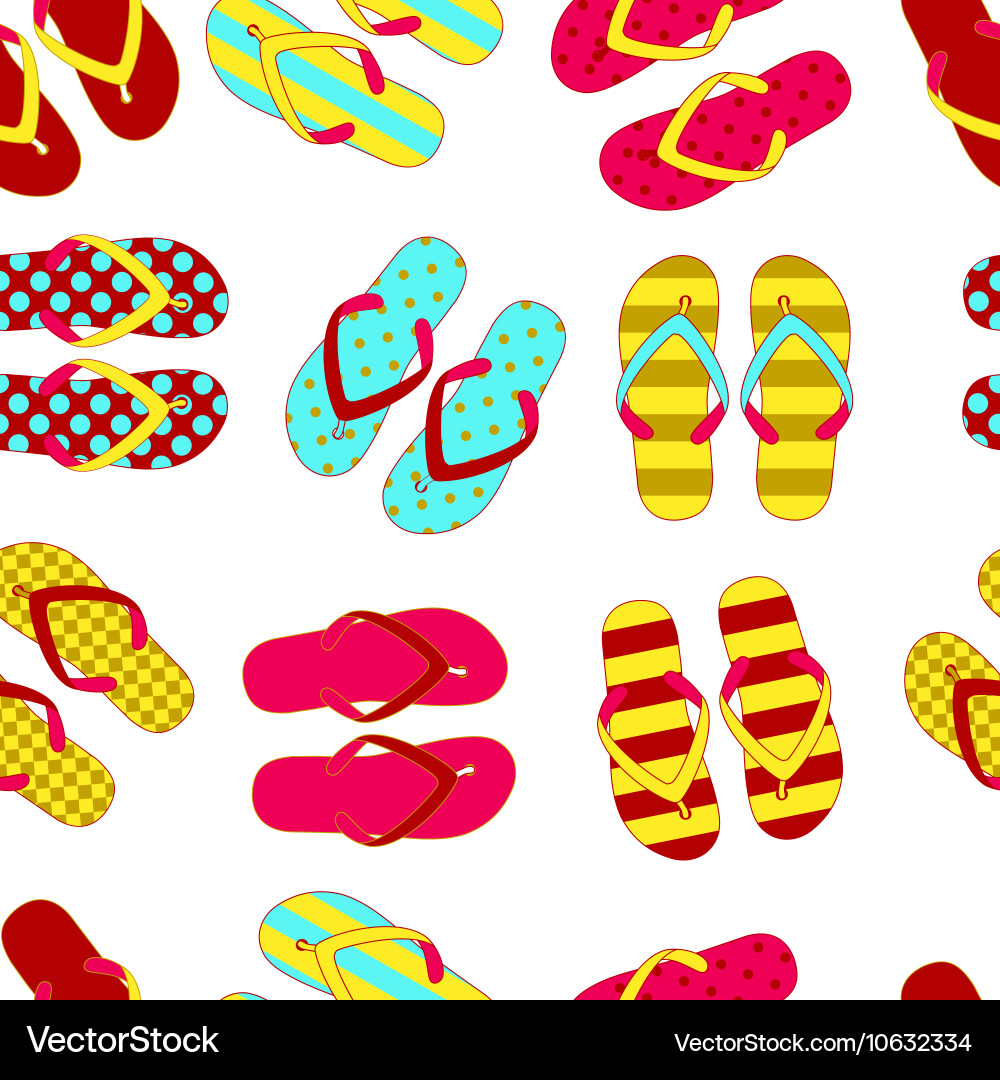 Seamless pattern with colorful flip flops vector image