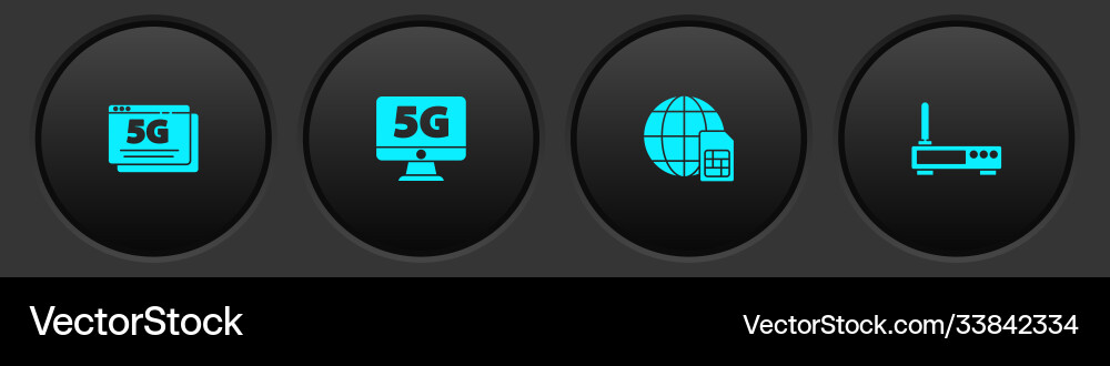 Set 5g network monitor with globe sim card Set 5g network monitor with globe sim card vector image