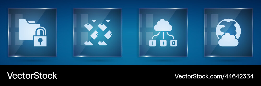 Set folder and lock data stream cloud technology Set folder and lock data stream cloud technology vector image