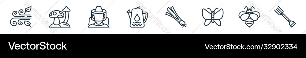 Spring line icons linear set quality Spring line icons linear set quality vector image