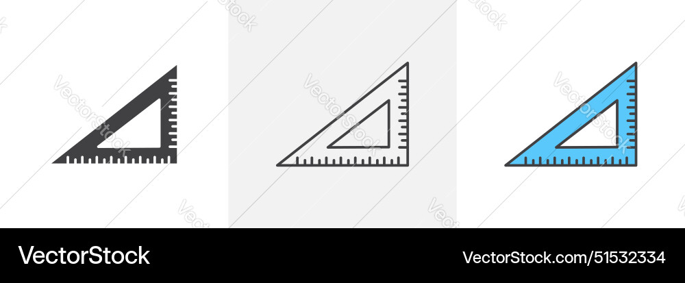 Triangle ruler icon set architect measure Triangle ruler icon set architect measure Vector Image