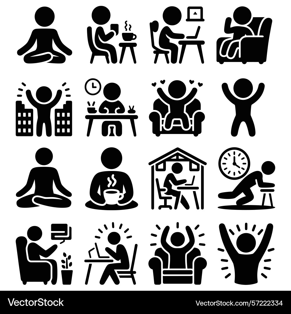 Work life balance icon set Royalty Free Vector Image