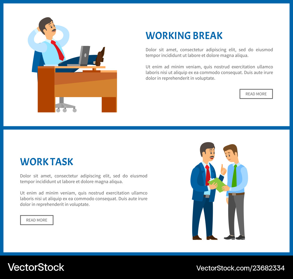 Working break boss resting in office task info Working break boss resting in office task info vector image