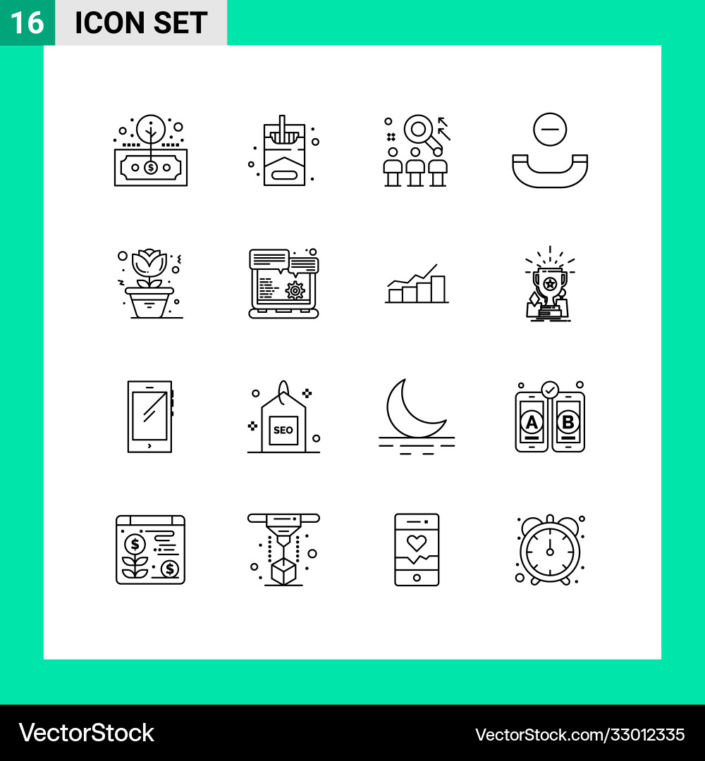 16 universal outlines set for web and mobile Vector Image