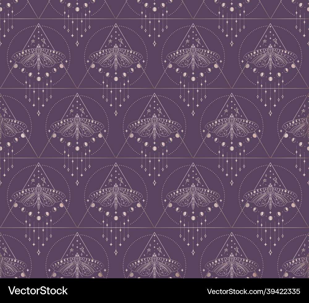 Abstract background seamless pattern moon and moth Vector Image