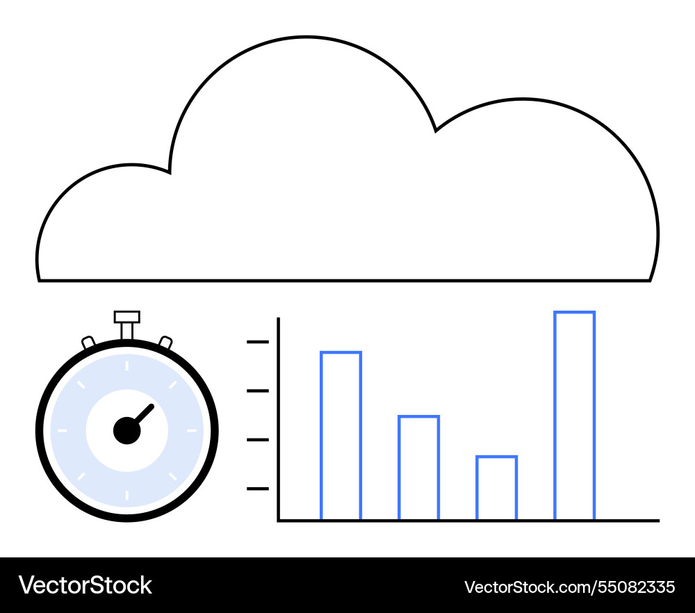 Cloud computing and data analytics with stopwatch Cloud computing and data analytics with stopwatch Vector Image