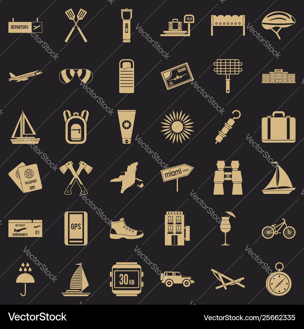 Destination icons set simple style Destination icons set simple style vector image