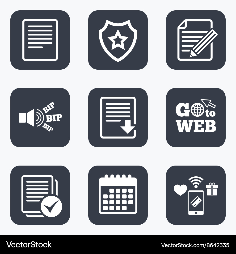 Document icons download file and checkbox vector image