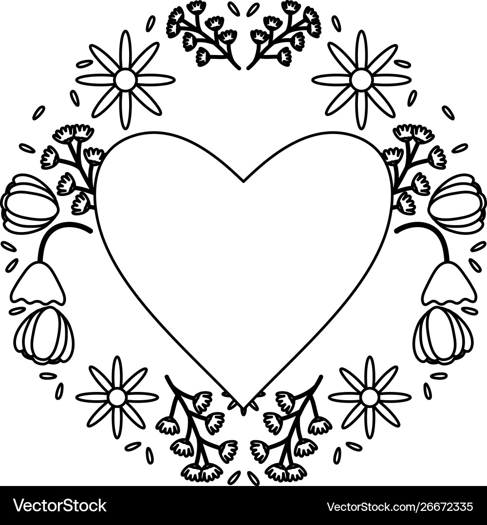 Heart love with flower decoration pop art style Vector Image