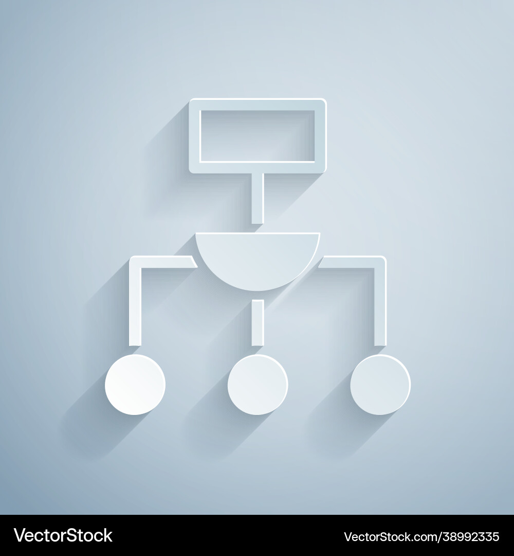 Paper cut algorithm icon isolated on grey Paper cut algorithm icon isolated on grey vector image