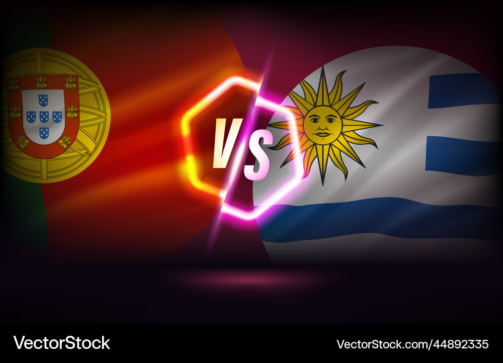 Portugal versus uruguay game template 3d Vector Image