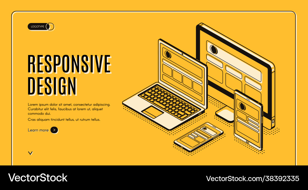 Responsive Web Development Landing Page vector image