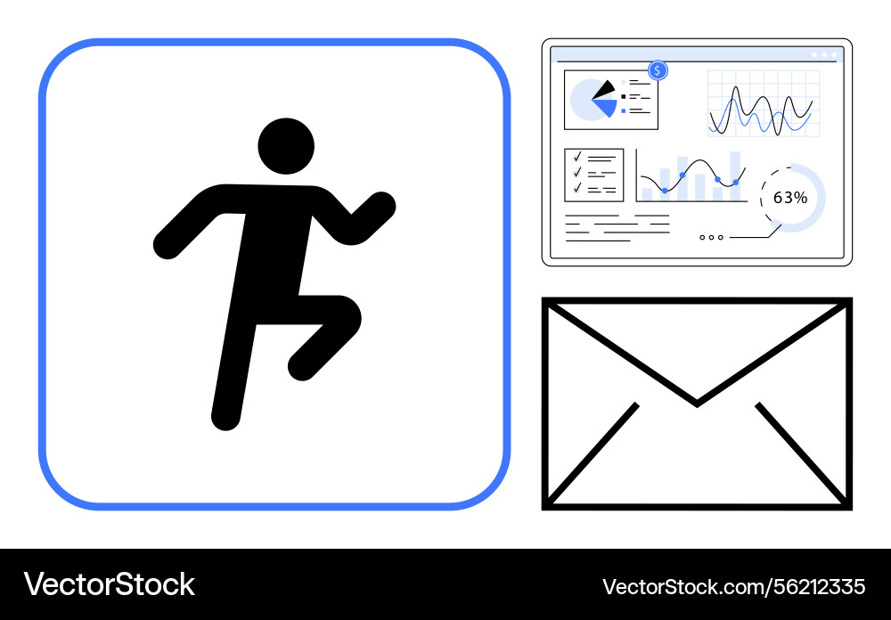 Running figure data analytics dashboard Running figure data analytics dashboard Vector Image