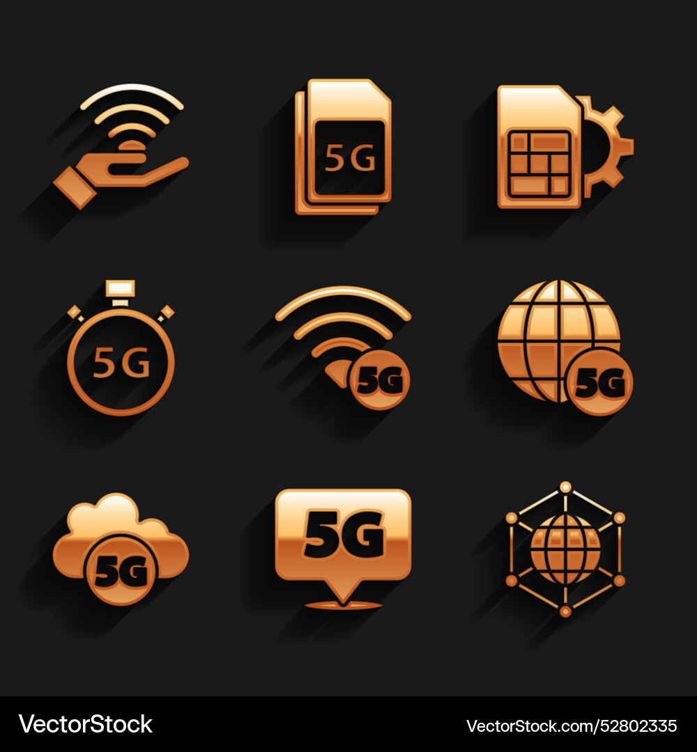 Set 5g network location social cloud digital Set 5g network location social cloud digital vector image
