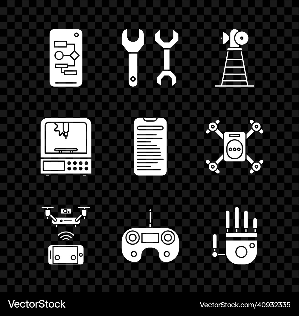 Set algorithm spanner antenna remote aerial Set algorithm spanner antenna remote aerial vector image