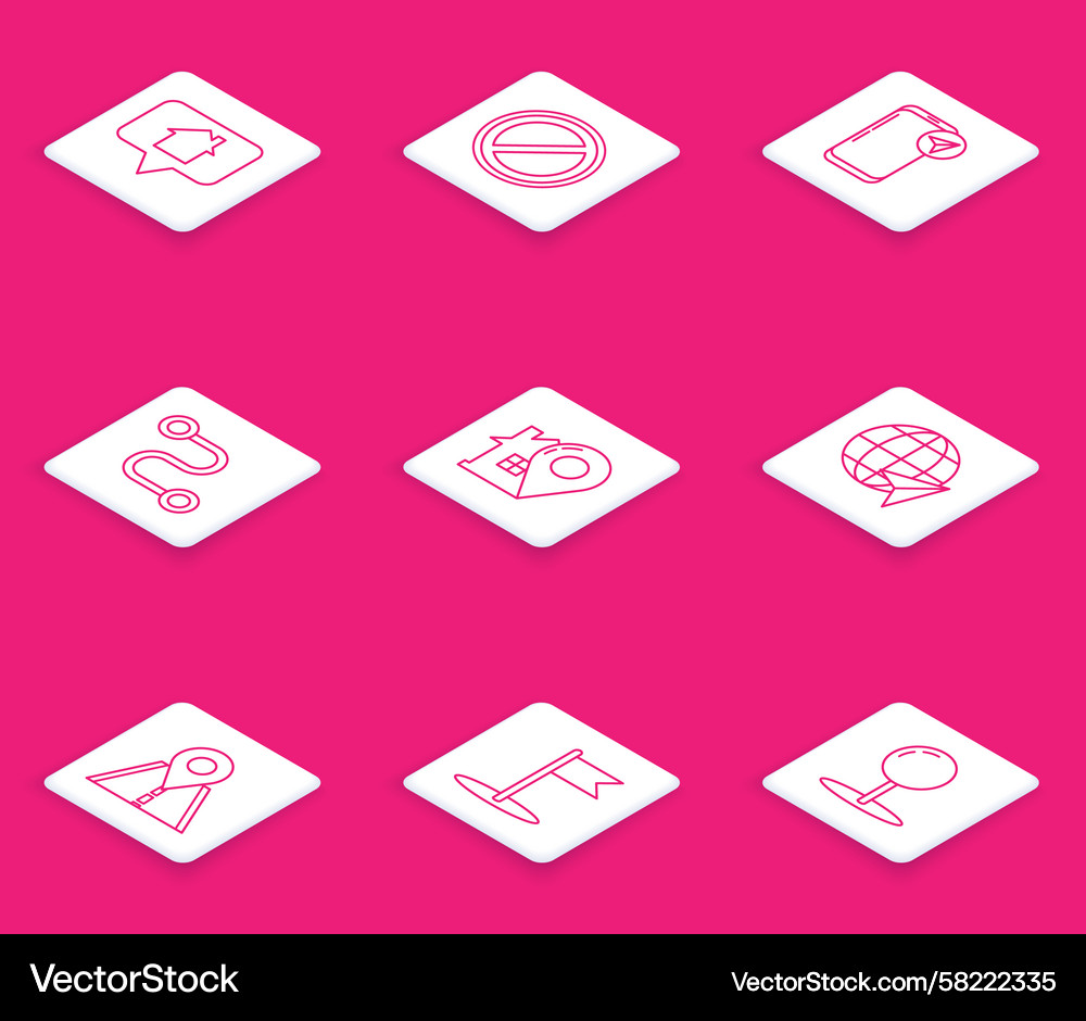 Set line map pointer with house stop sign Vector Image