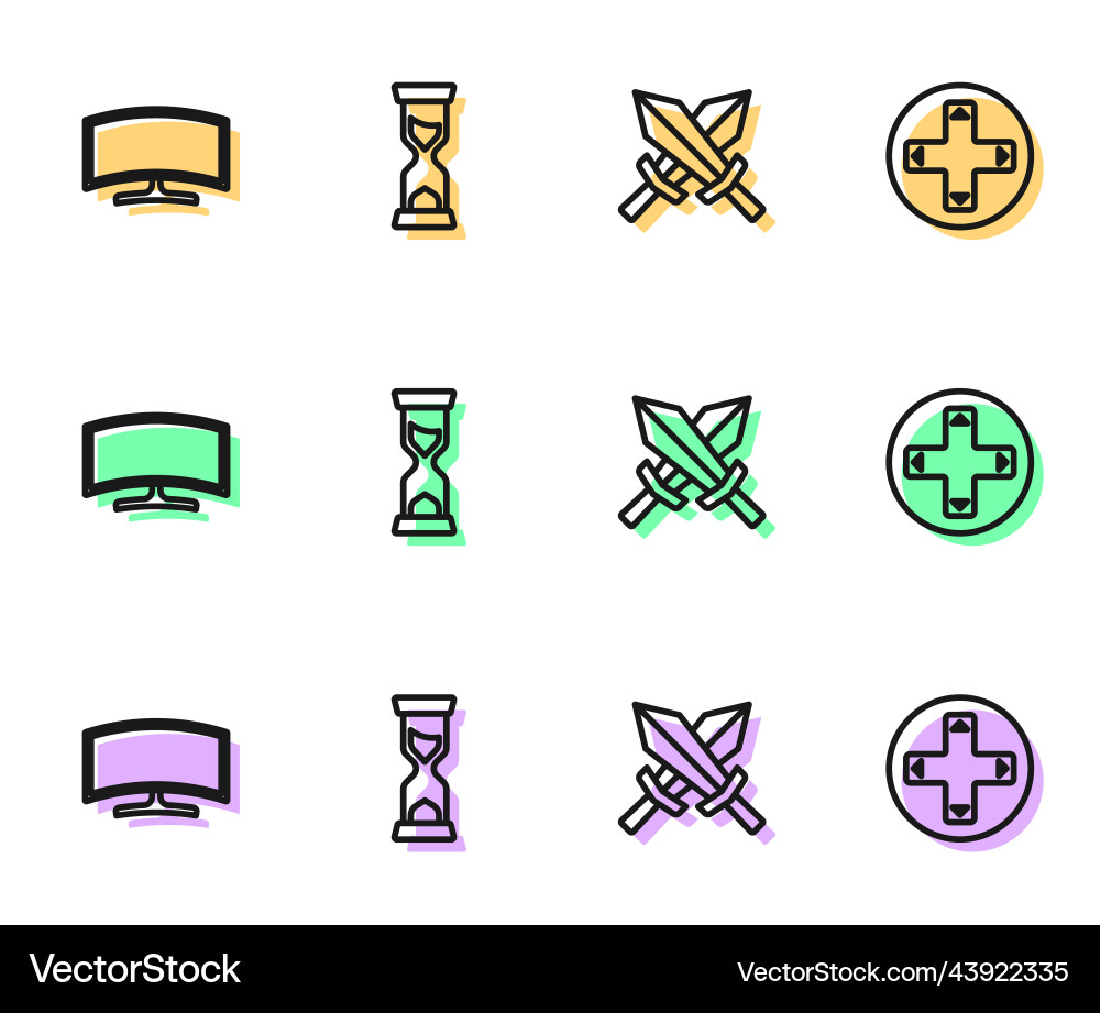 Set line sword for game computer monitor old Set line sword for game computer monitor old vector image