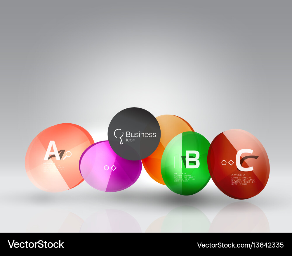 Shiny circles with text in 3d space Shiny circles with text in 3d space Vector Image