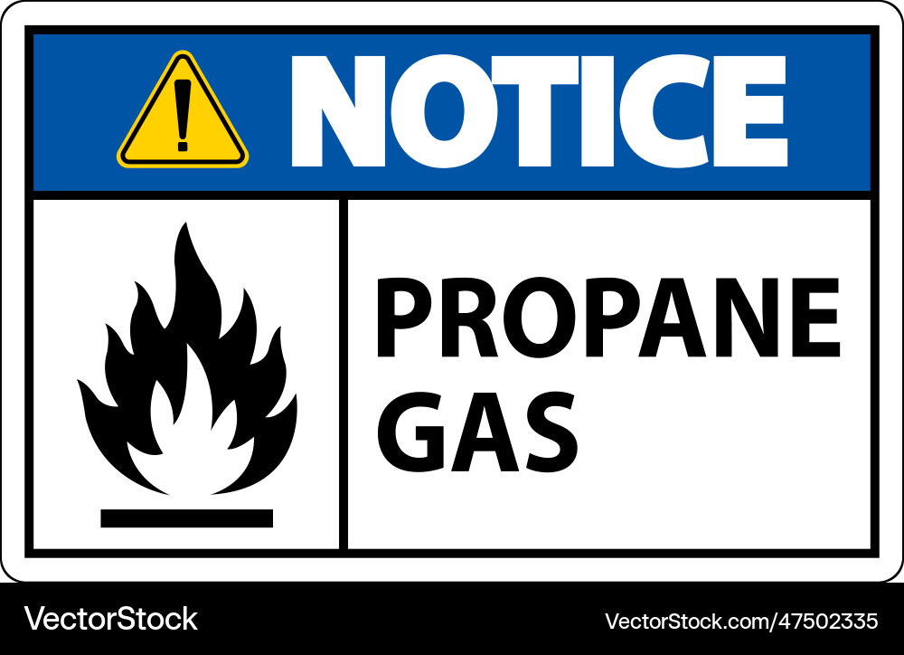 Symbol propane notice label gas sign Symbol propane notice label gas sign vector image
