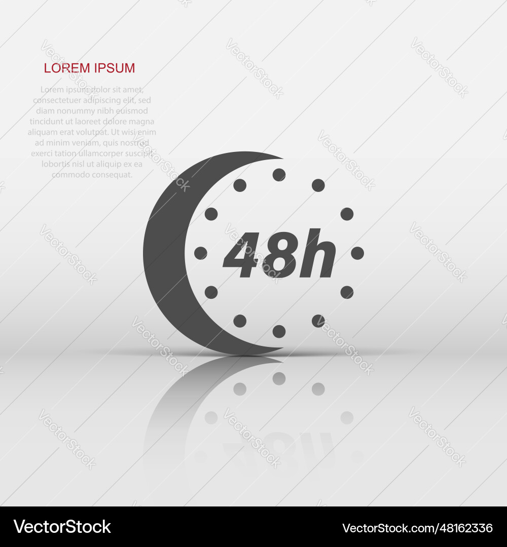 48 hour clock icon in flat style timer countdown 48 hour clock icon in flat style timer countdown vector image