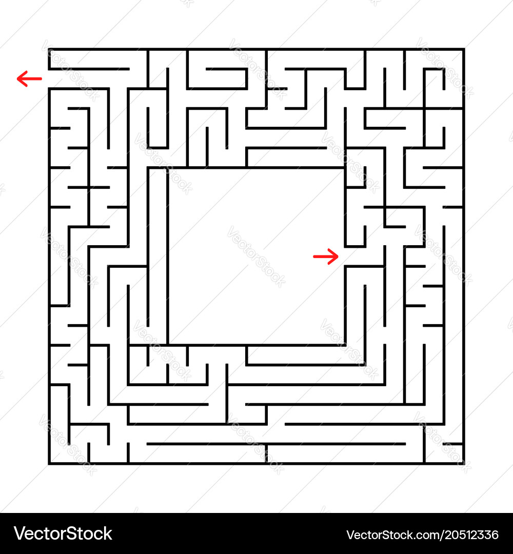 A square labyrinth find the way out from vector image