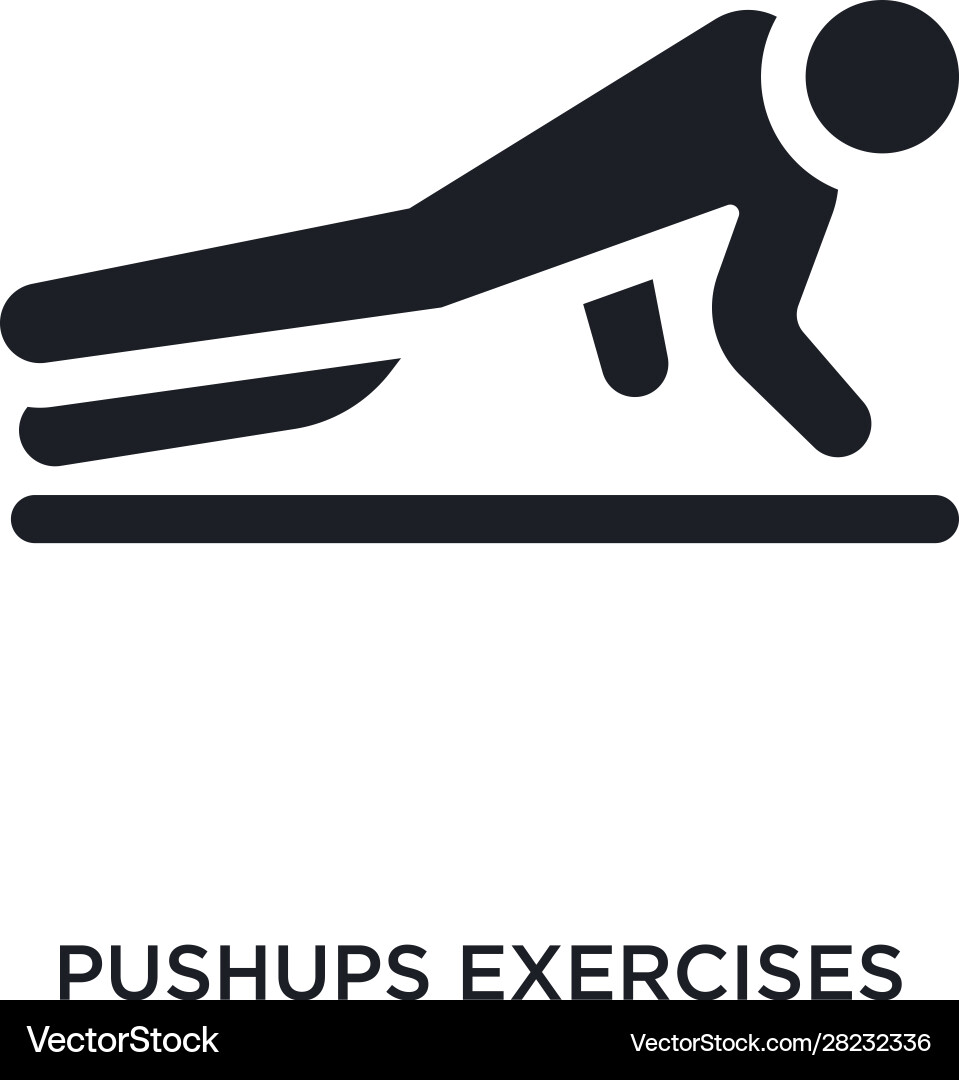 Black pushups exercises isolated icon simple vector image