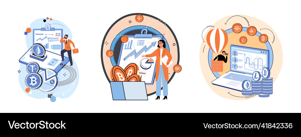Cryptocurrency exchange platform and blockchain Cryptocurrency exchange platform and blockchain vector image