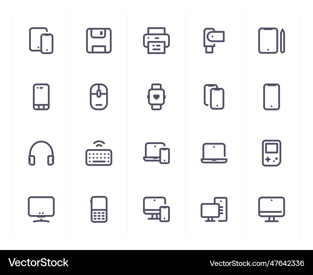 Device and computer line icon set Device and computer line icon set vector image