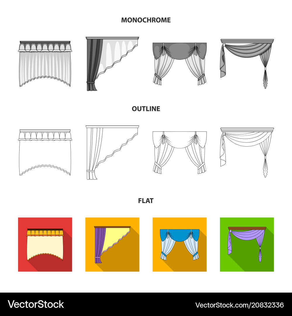 Different types of window curtainscurtains set vector image