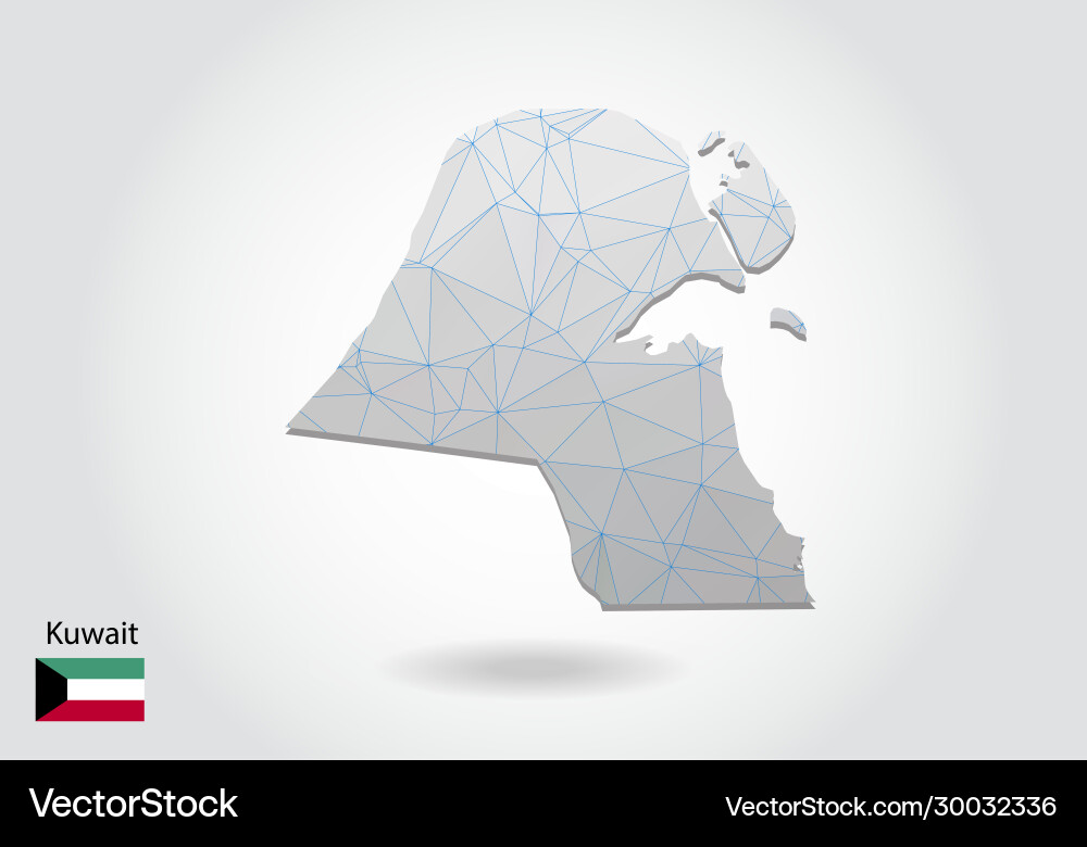 Map kuwait with trendy triangles design Map kuwait with trendy triangles design vector image