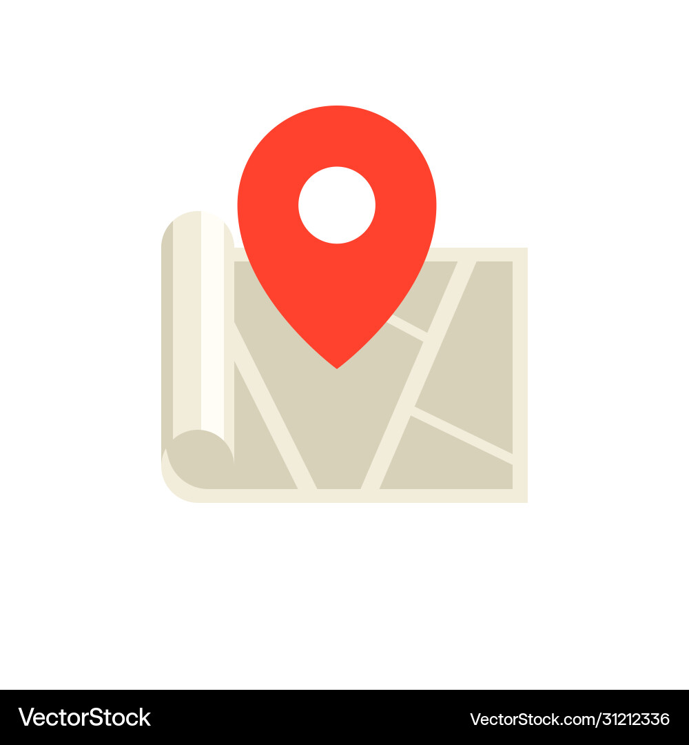 Map pointer with red pin graphic isolated gps vector image