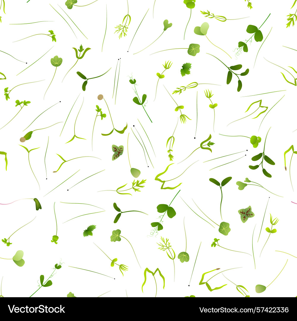 Microgreens creating a seamless pattern of small Microgreens creating a seamless pattern of small vector image