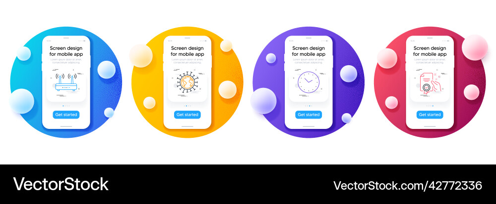 Minimal set of coronavirus wifi and time line Minimal set of coronavirus wifi and time line vector image