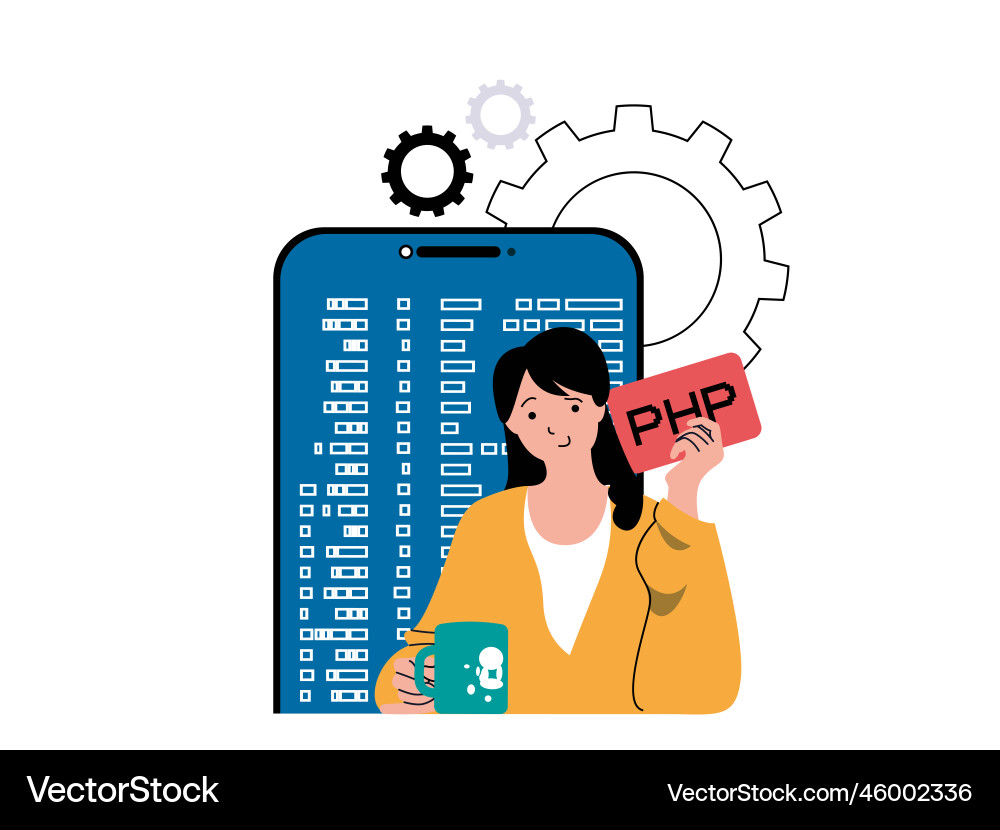Programming software concept with character Programming software concept with character vector image