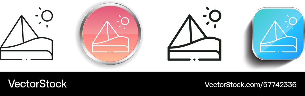 Pyramid icon thin linear regular and button style Pyramid icon thin linear regular and button style vector image
