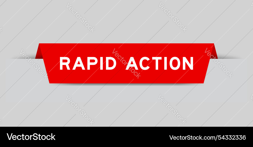 Red color inserted label with word rapid action vector image