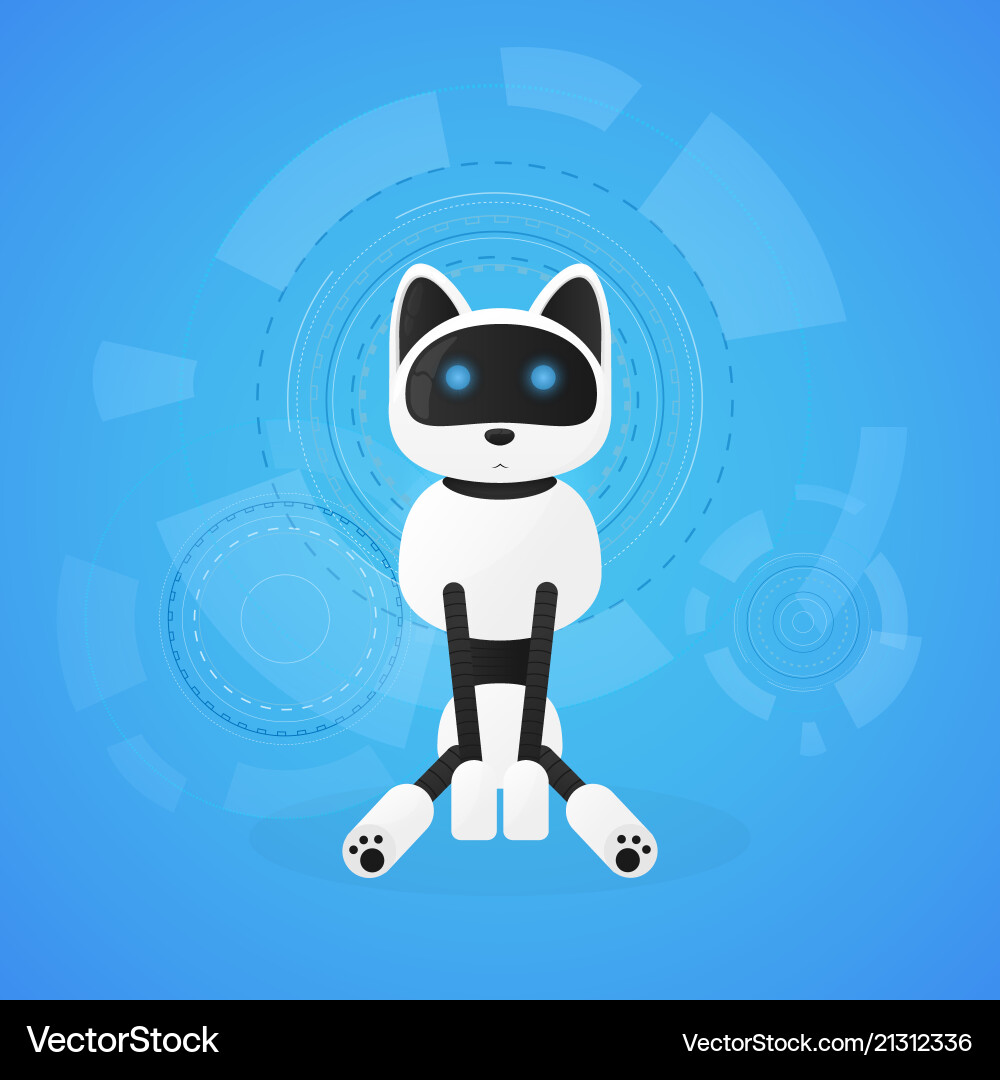 Robot cat animal machines working automatically Robot cat animal machines working automatically vector image