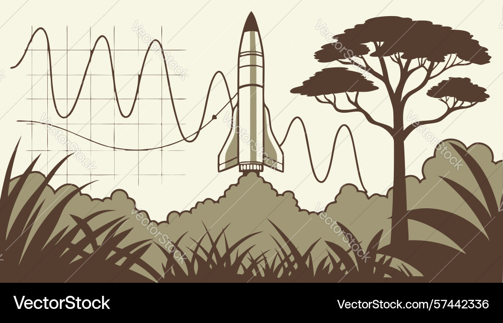Rocket with data charts design generative ai Vector Image