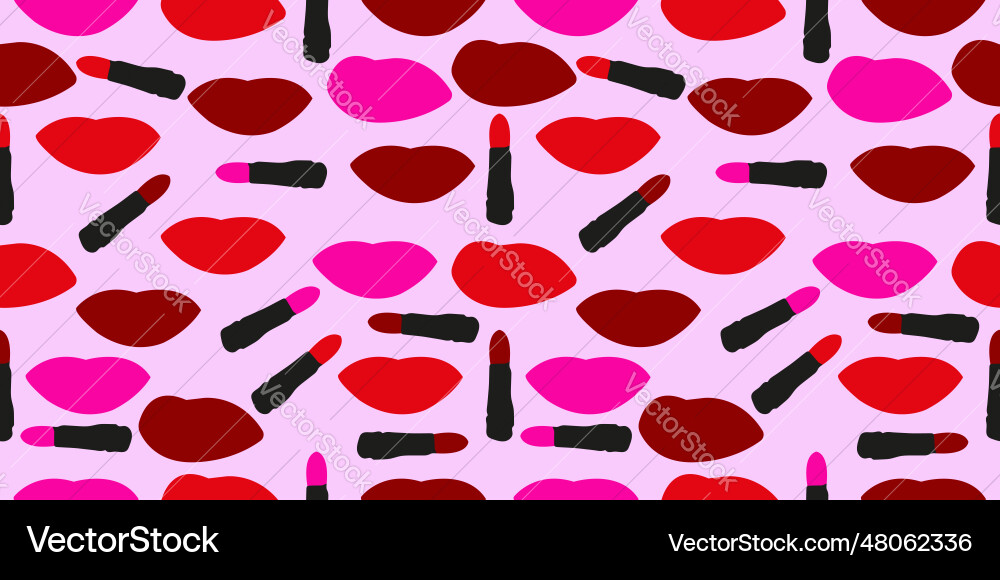 Rote und rosa Lippen Lippenstift - Muster nahtlos Vektorbild