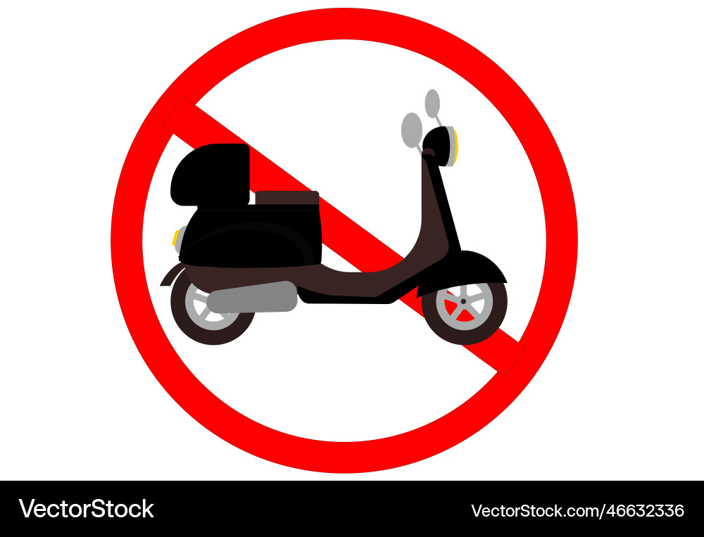 Scooter moped in a red circle with crossed out Scooter moped in a red circle with crossed out vector image