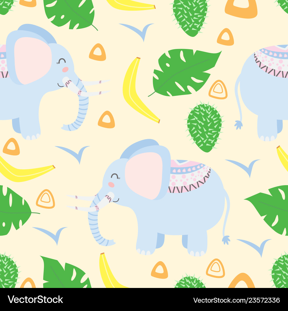 Seamless pattern with elephant in scandinavian sty Seamless pattern with elephant in scandinavian sty Vector Image
