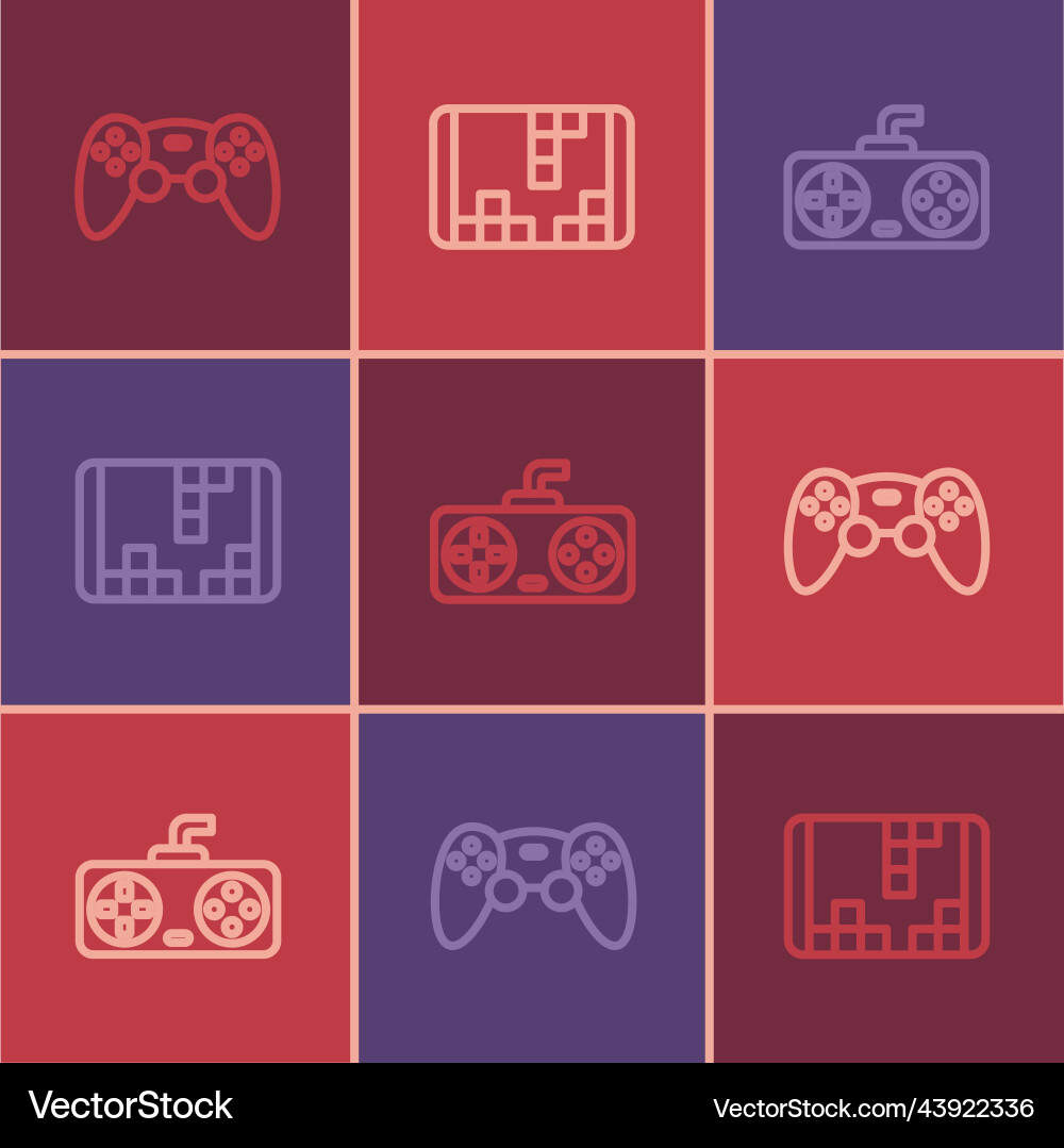 Set line game controller or joystick and portable Set line game controller or joystick and portable vector image