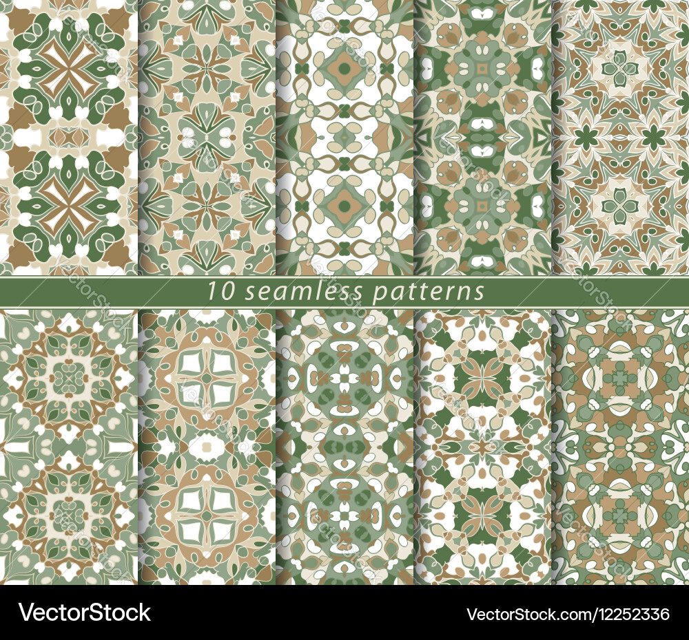 Set of ten seamless abstract patterns vector image