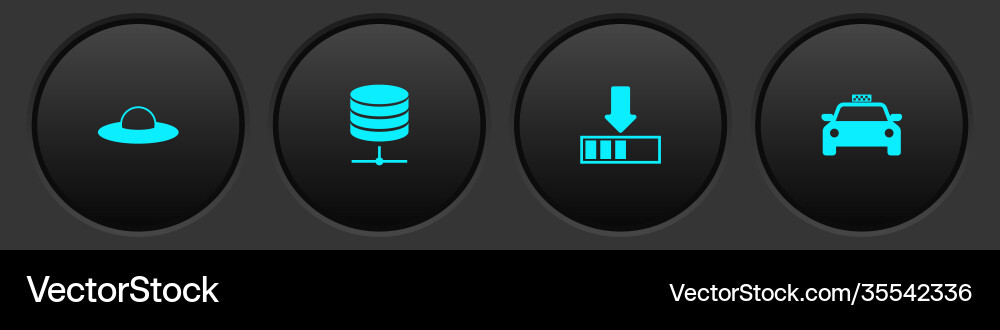 Set ufo flying spaceship server data web Vector Image