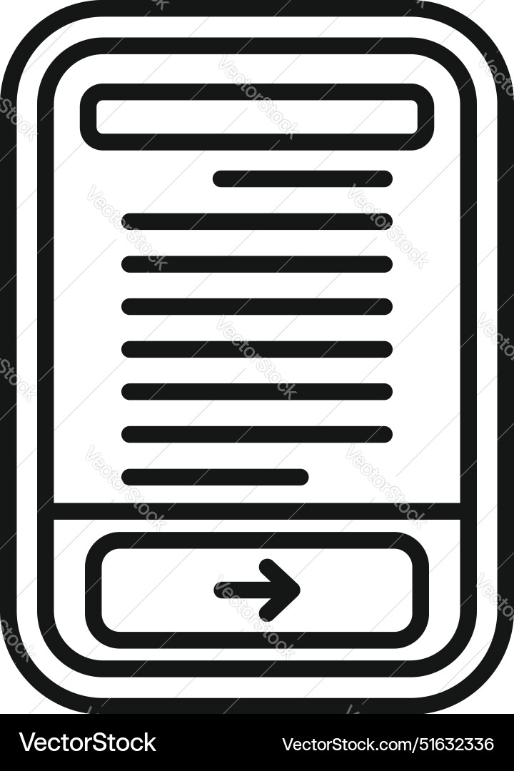 Smartphone showing text and right arrow button Smartphone showing text and right arrow button vector image