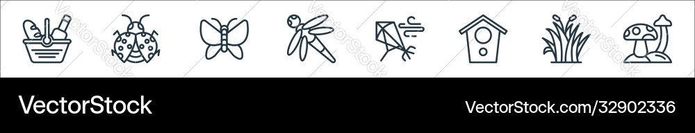 Spring line icons linear set quality vector image